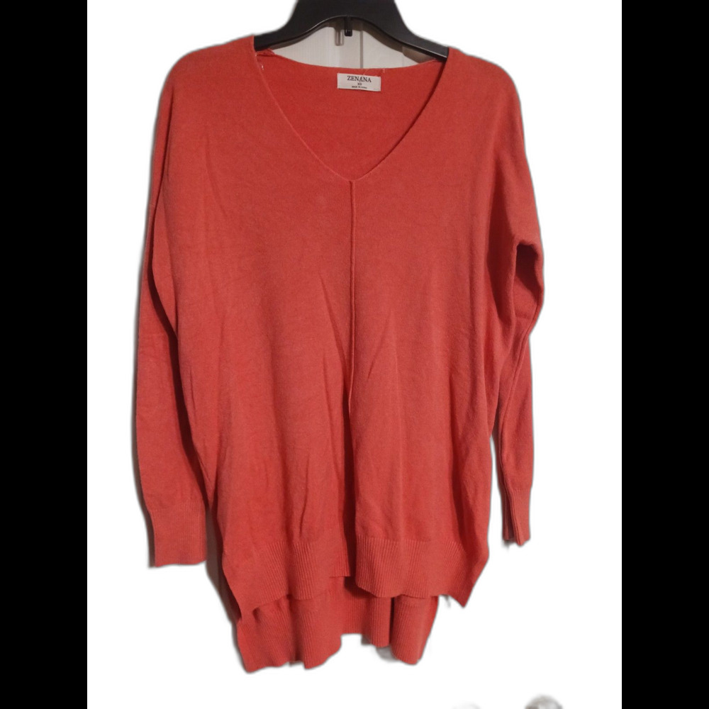 Women's Zenana Supersoft Hi Low Coral Sweater Size XS